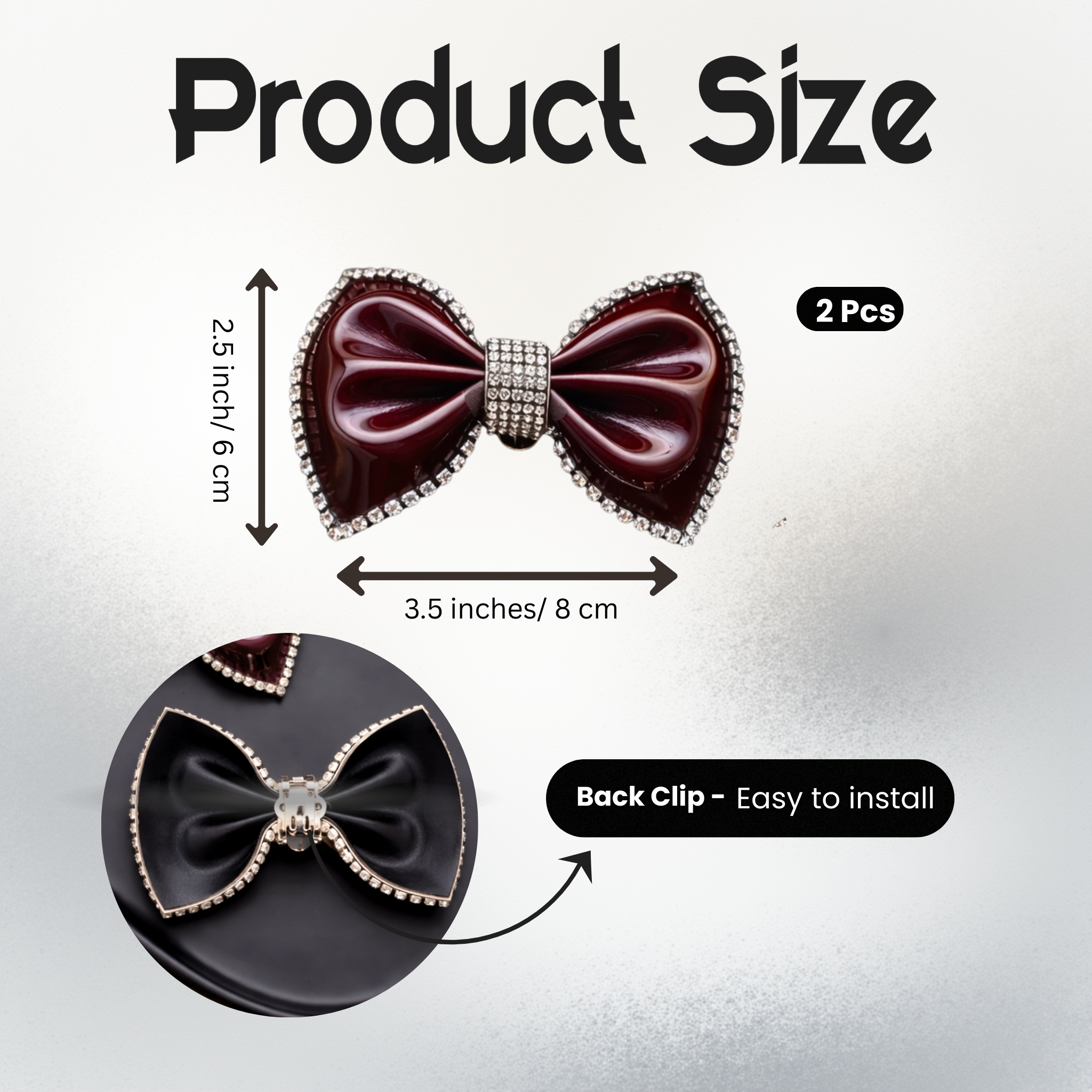 Gloss Bow Clip (Pair)