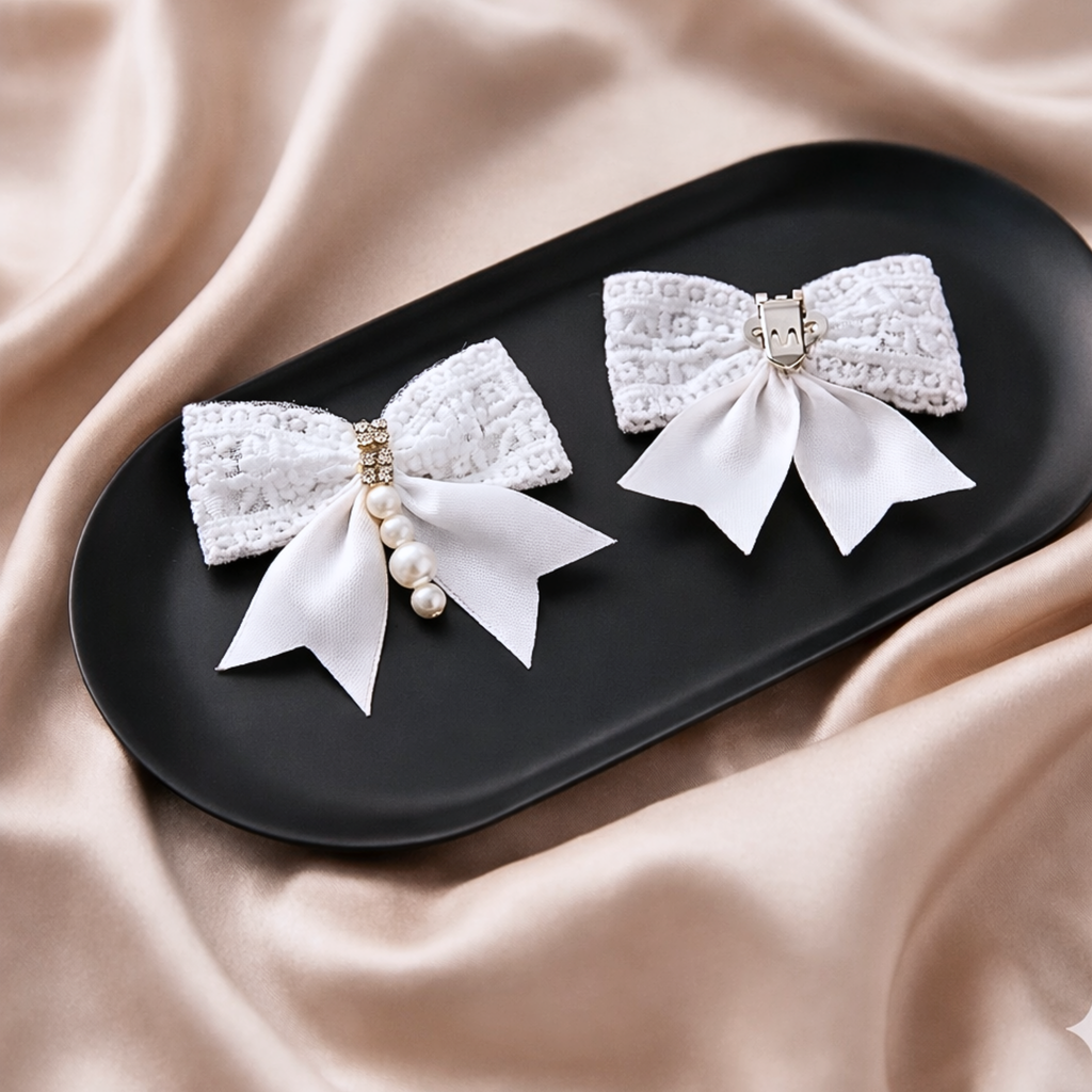 Ivory Pearl Bow Clip