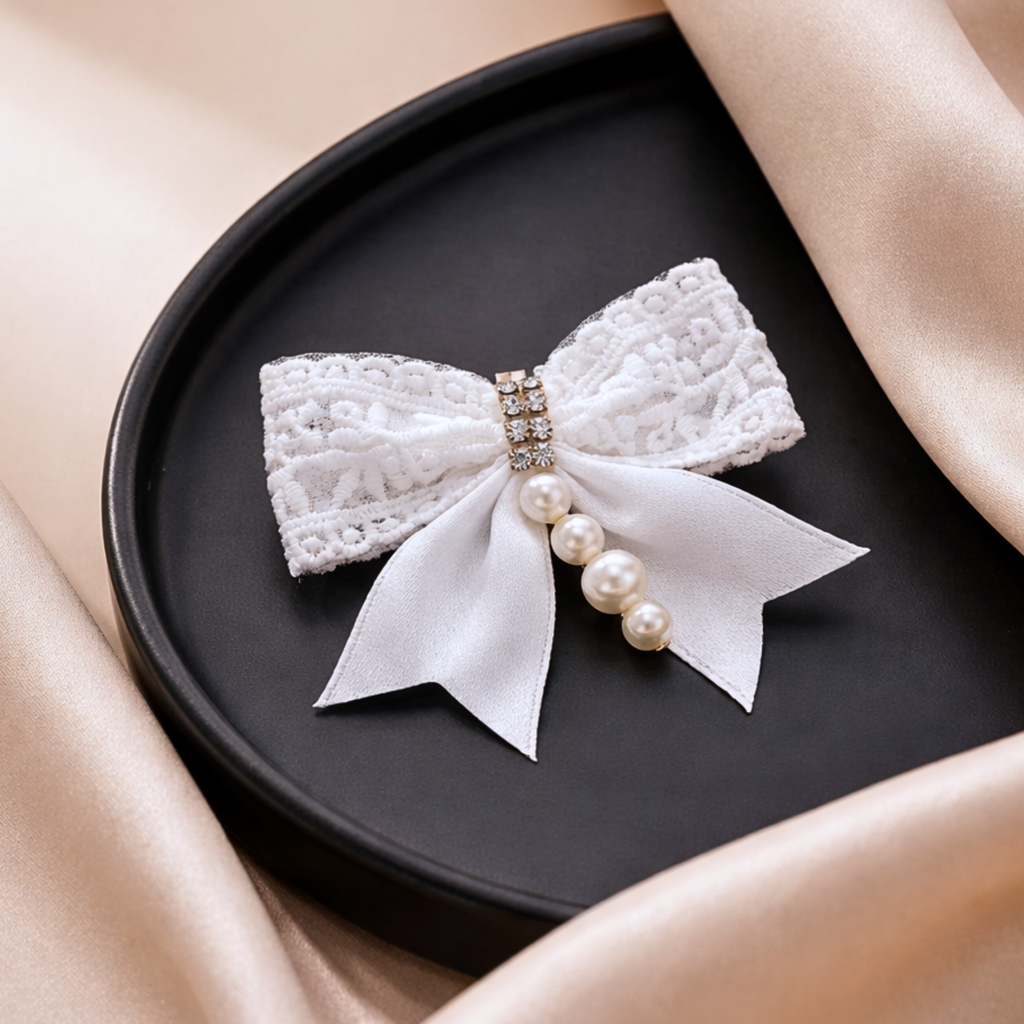 Ivory Pearl Bow Clip