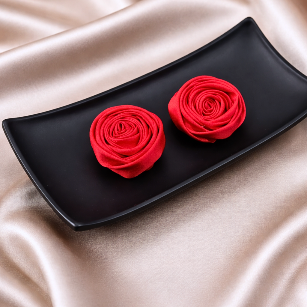 Rose Satin Swirl Clip (Pair)