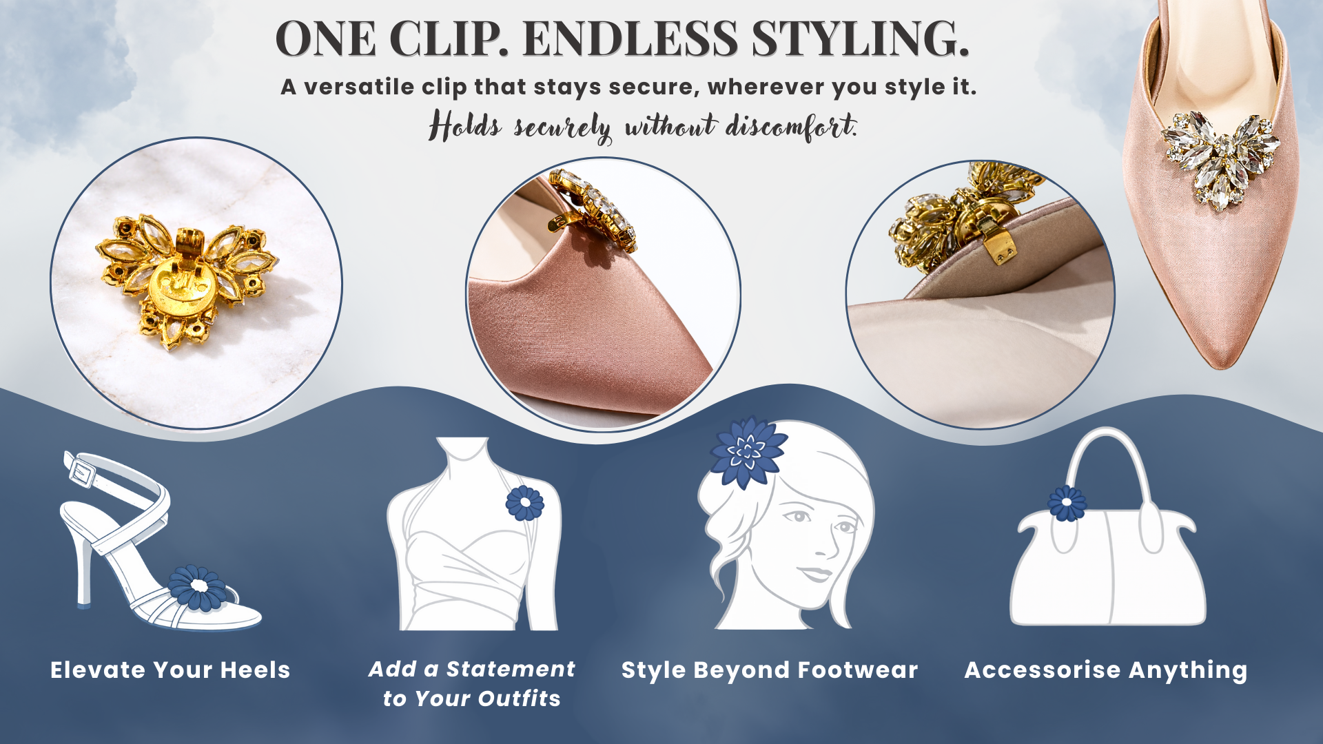 Rose Satin Swirl Clip (Pair)