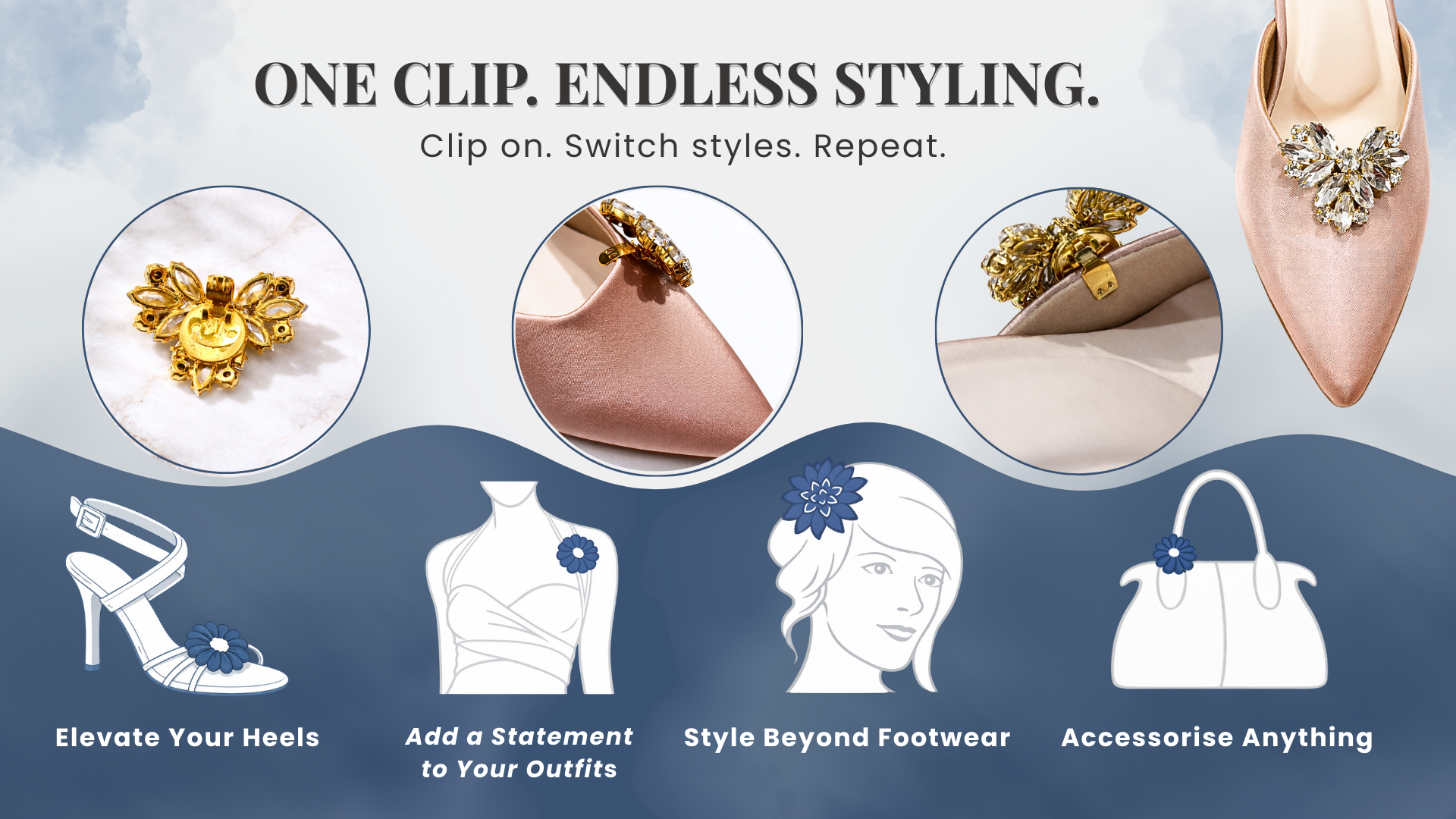 Glitz Knot Bow Clip (Pair)